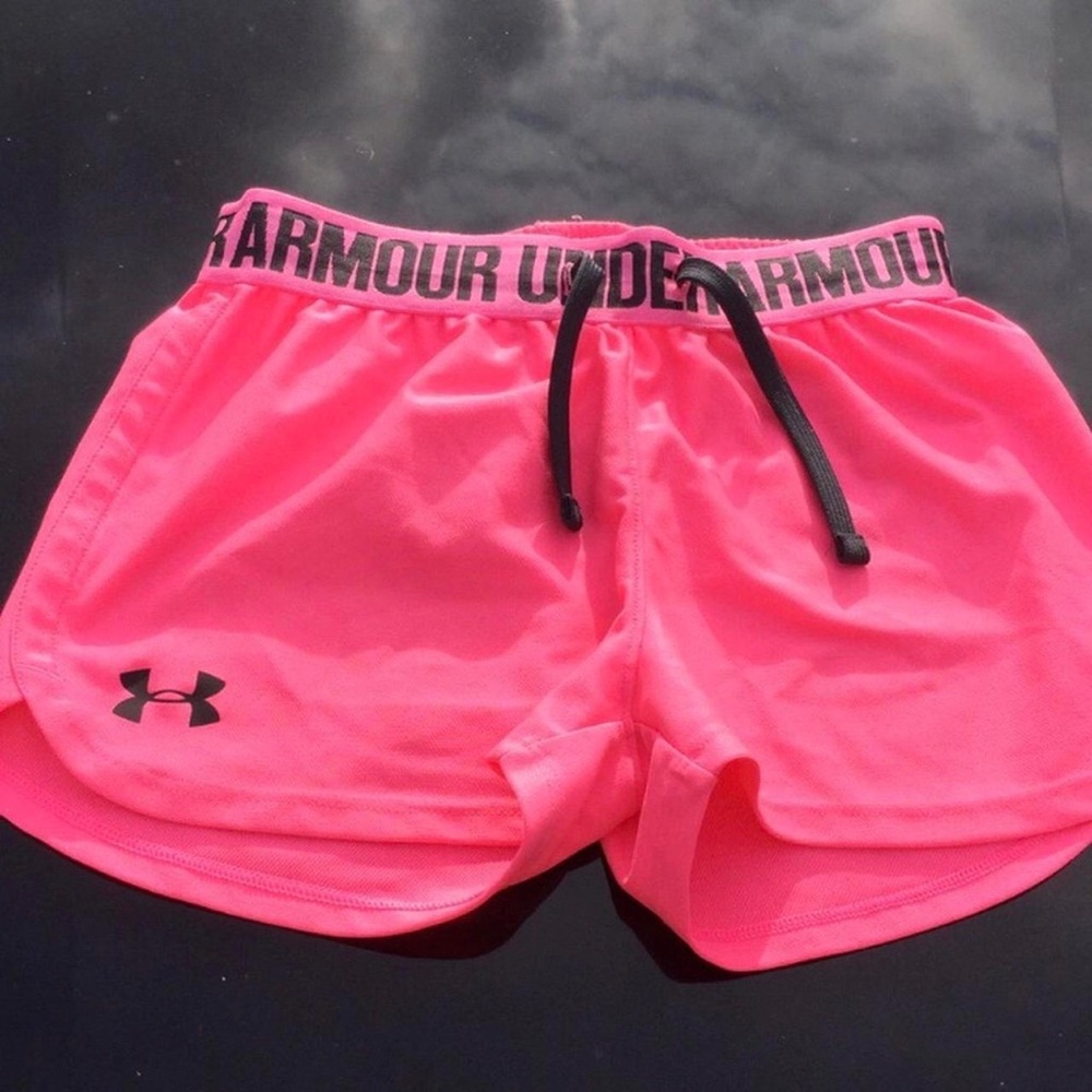 VERY LIGHTLY USED hot pink under armour athletic shorts